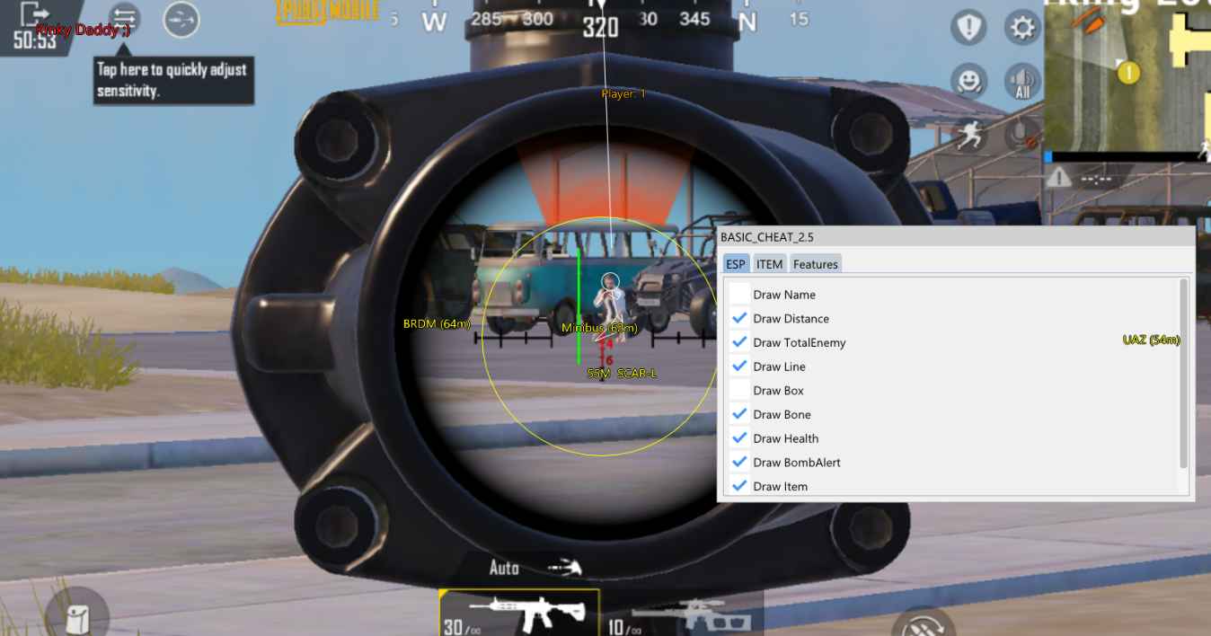 PUBG MOBILE 2.5 Gameloop模拟器作弊  第1张