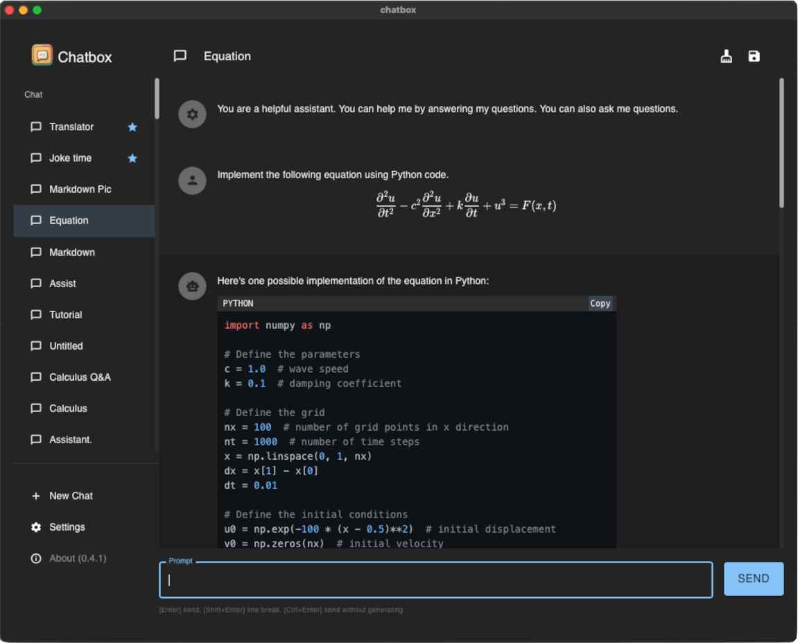 Chatbox(API工具) v0.6.8 绿色版 第1张 Chatbox(API工具) v0.6.8 绿色版 第1张