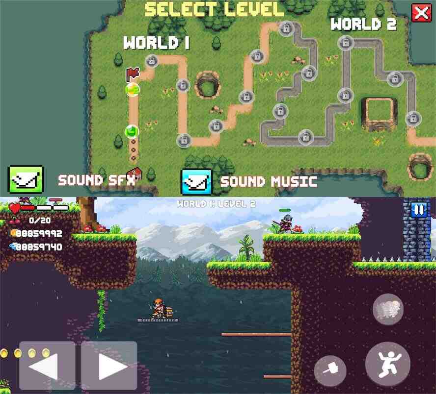 经典像素闯关游戏 樱桃骑士312  第1张